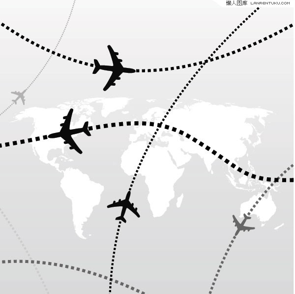 航空飞机飞行路线矢量素材