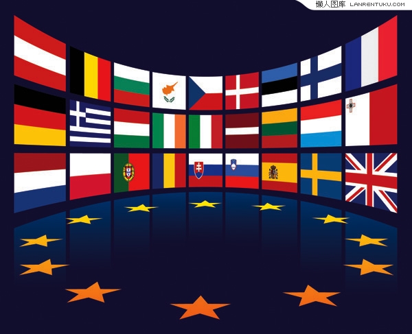 多款欧盟国家旗帜矢量素材_其他矢量