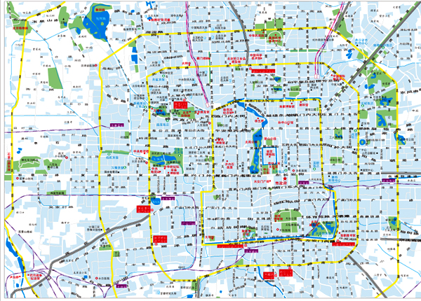 精细绘制北京城区地图矢量素材