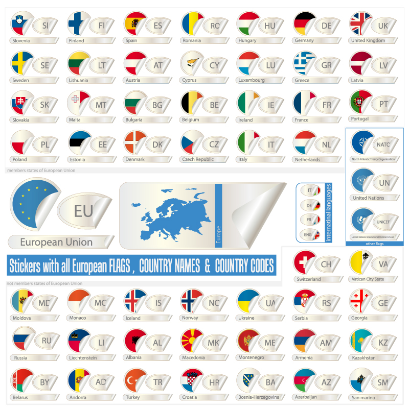 欧洲国旗标贴矢量素材_矢量图标