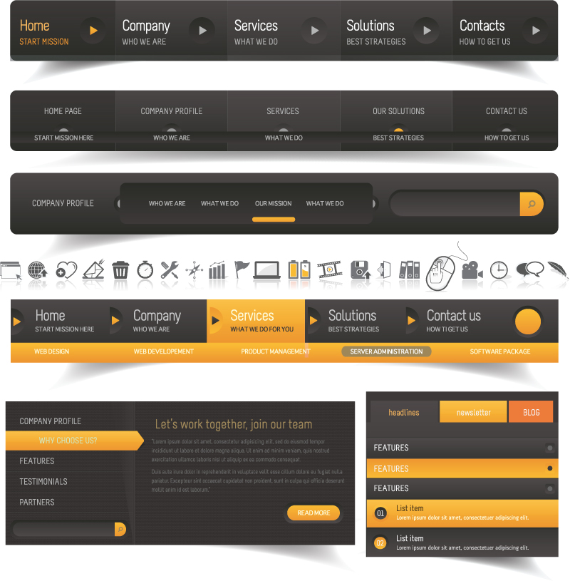 时尚网页UI设计矢量素材