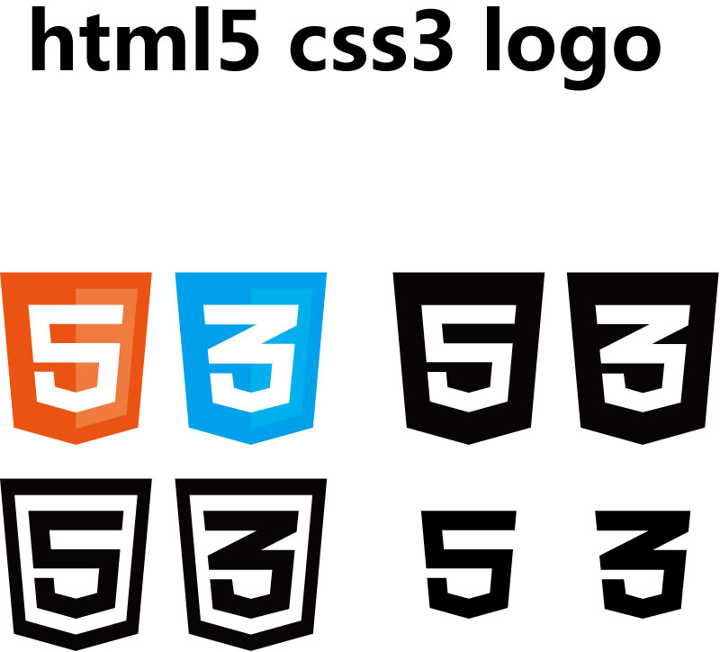 彩色html5和css3标志矢量素材