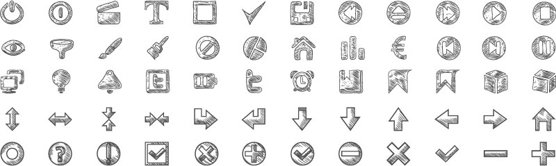 60个手绘网页图标设计矢量素材