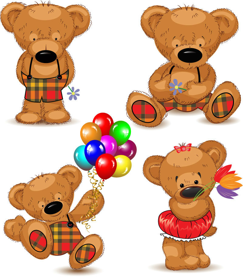 eps格式,含jpg预览图,关键字:泰迪熊,卡通,气球,熊,矢量图.