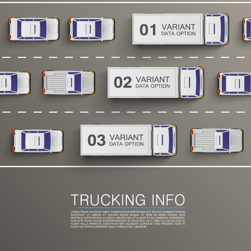 卡通货车商务信息图矢量素材