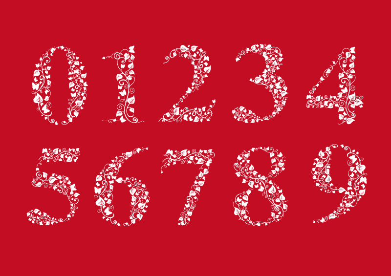 eps格式,含jpg预览图,关键字:树叶,花纹,数字,艺术字,矢量图.
