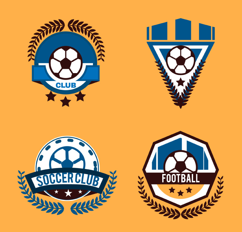 4款创意足球俱乐部标志矢量图