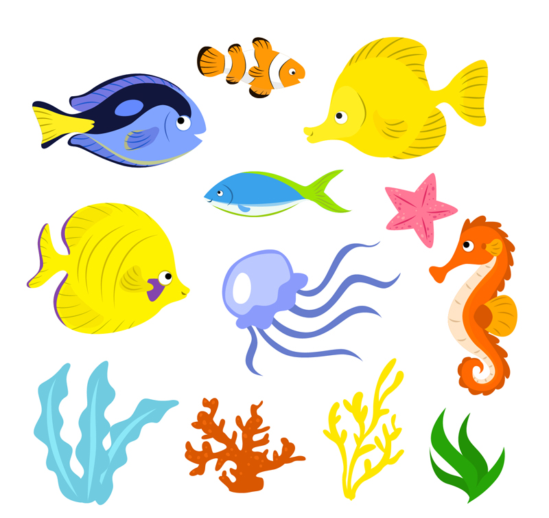 12款卡通海洋生物矢量素材_矢量动物