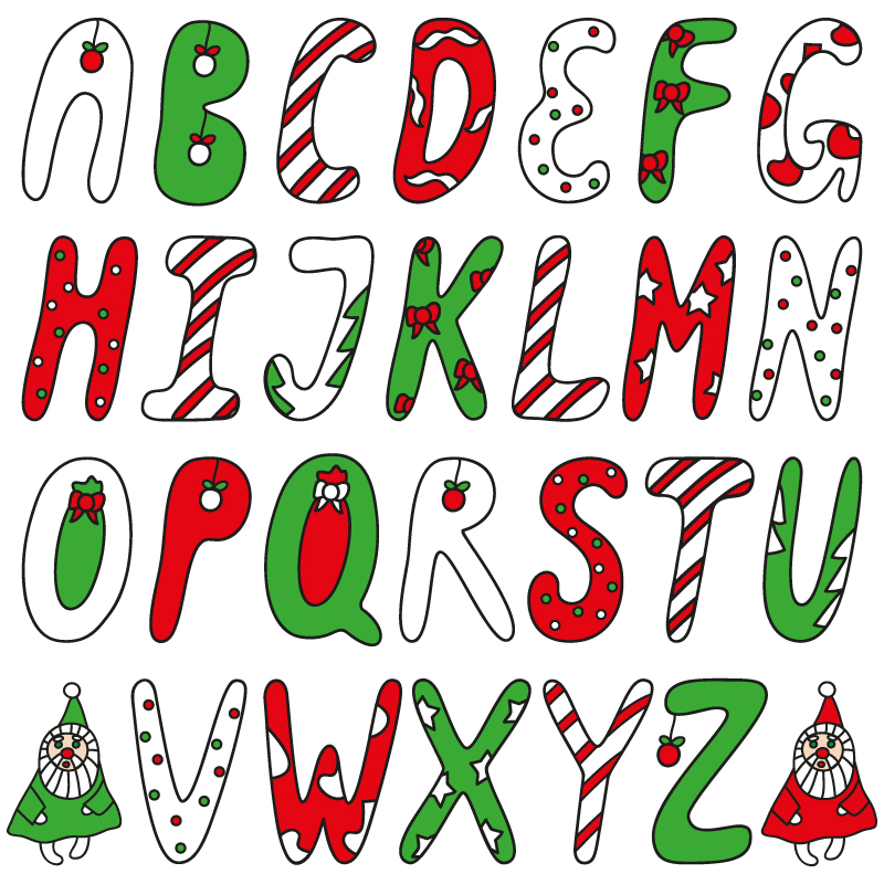 26个创意圣诞字母矢量素材