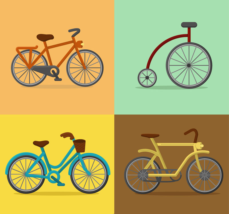 4款创意自行车设计矢量素材