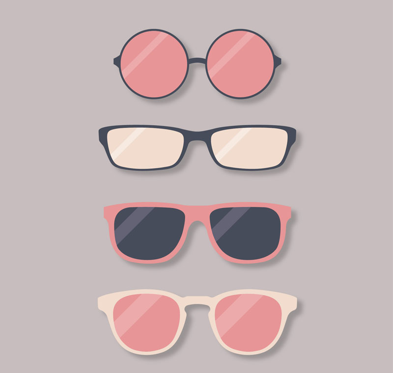 4款时尚眼镜设计矢量素材