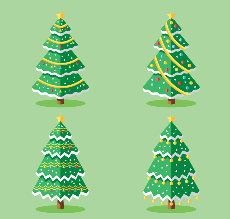 ai格式,含jpg预览图,关键字:扁平化,圣诞树,金星,圣诞节 ,矢量图.