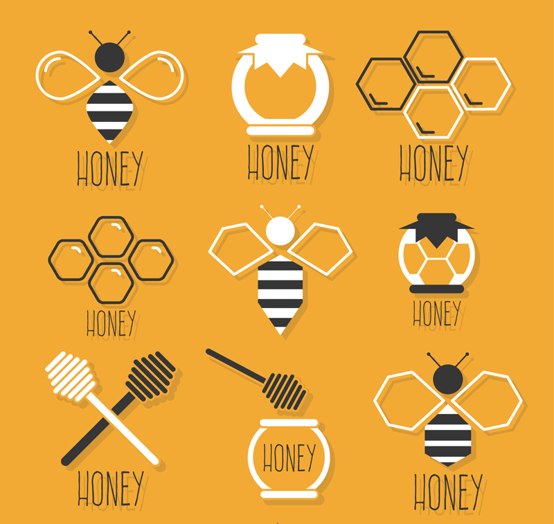 ai格式,含jpg预览图,关键字:蜂蜜搅拌棒,蜂巢,蜂蜜罐,蜂蜜,蜜蜂,图标