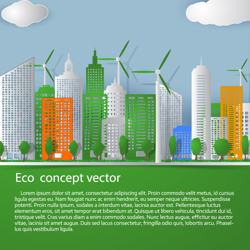ECO绿色城市建筑群矢量素材