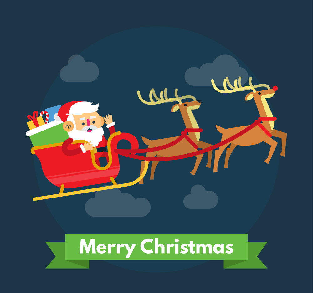 ai格式,含jpg预览图,关键字:云朵,条幅,驯鹿,merry christmas,雪橇