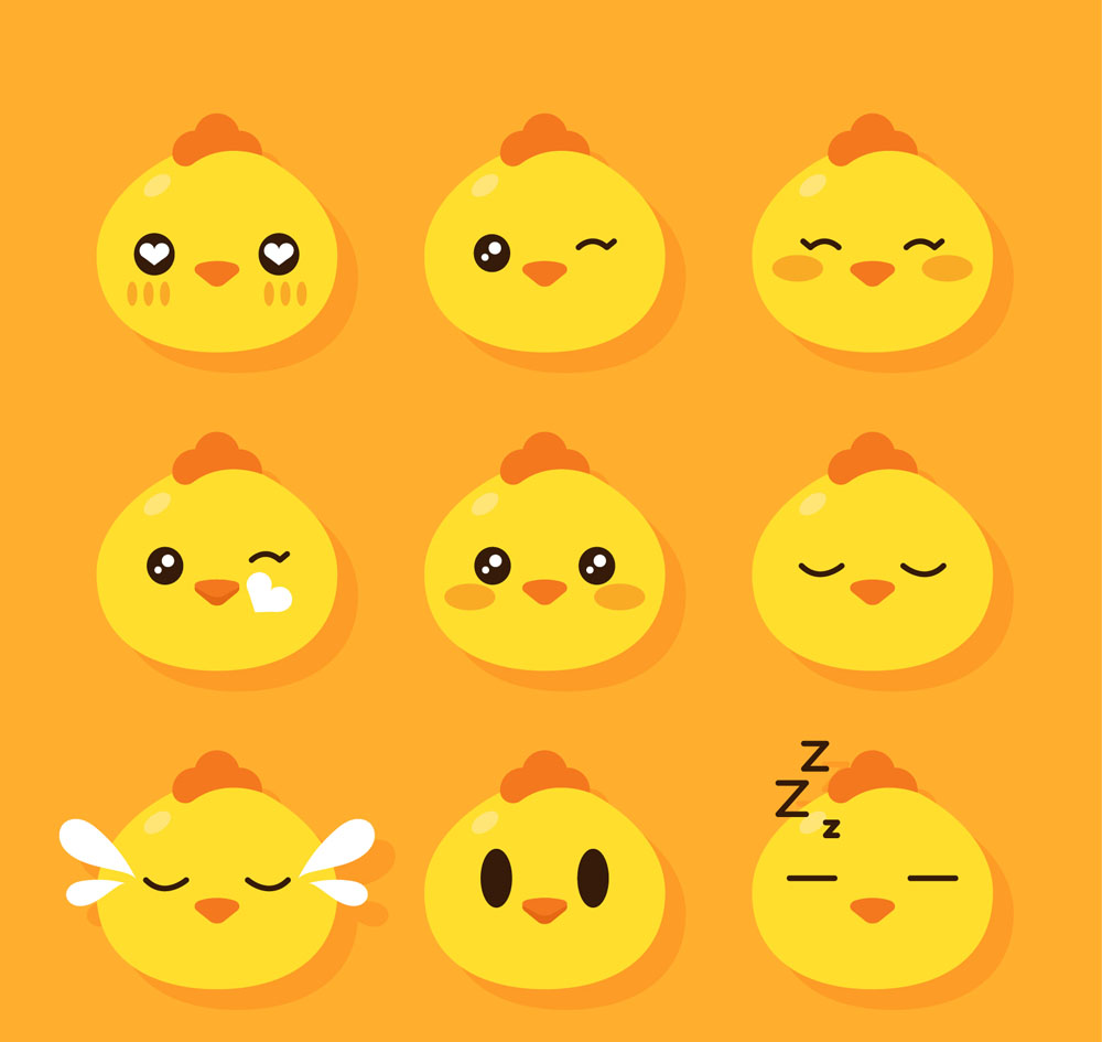 9款可爱小鸡表情头像矢量素材