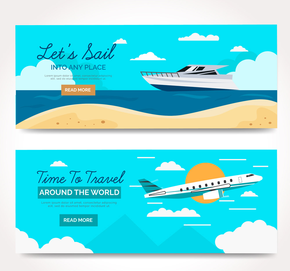 2款创意旅行工具banner矢量素材