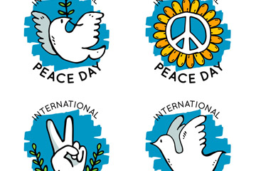 6款彩色国际和平日标签矢量素材