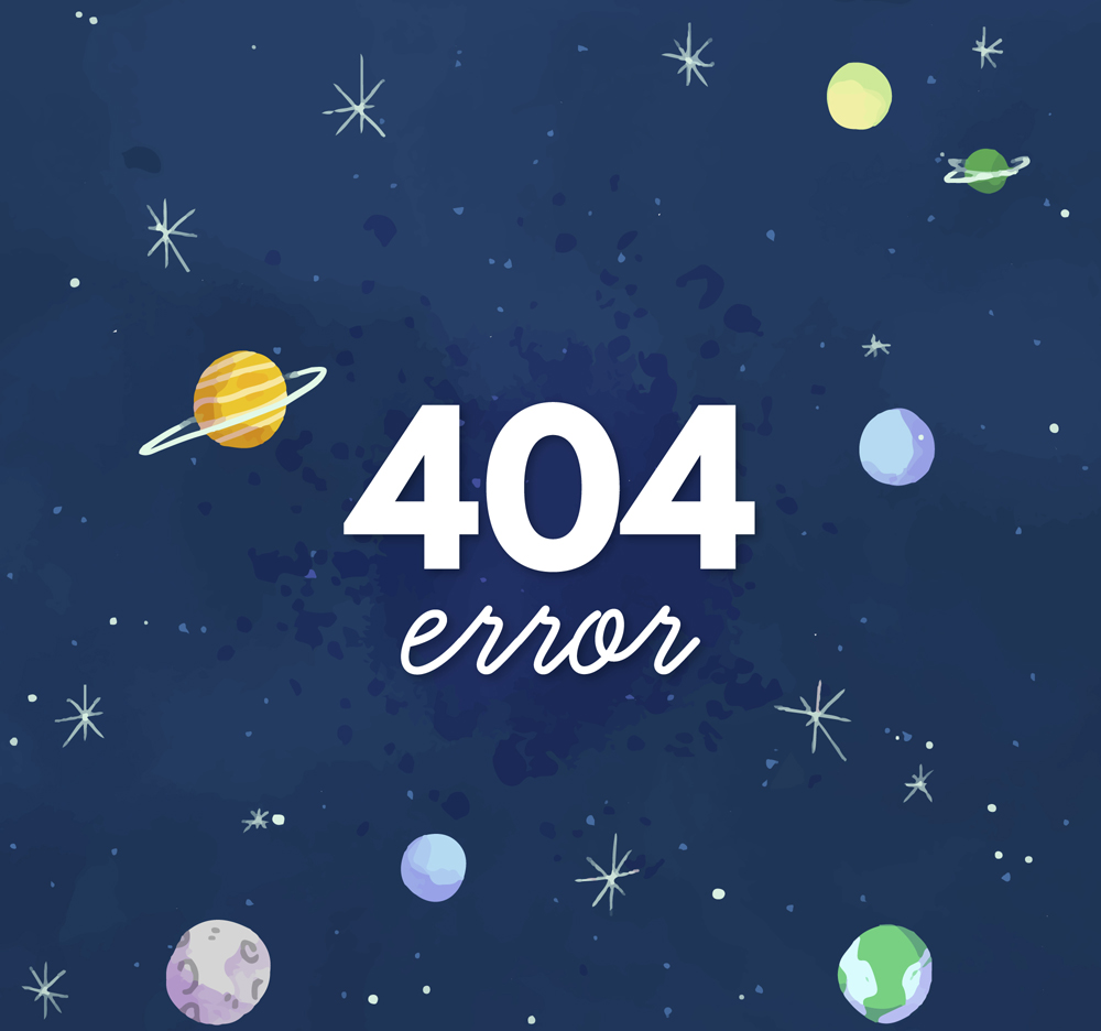 创意404错误页面太空星球矢量图