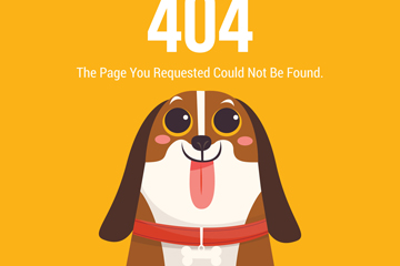 创意404错误页面吐舌比格犬矢量