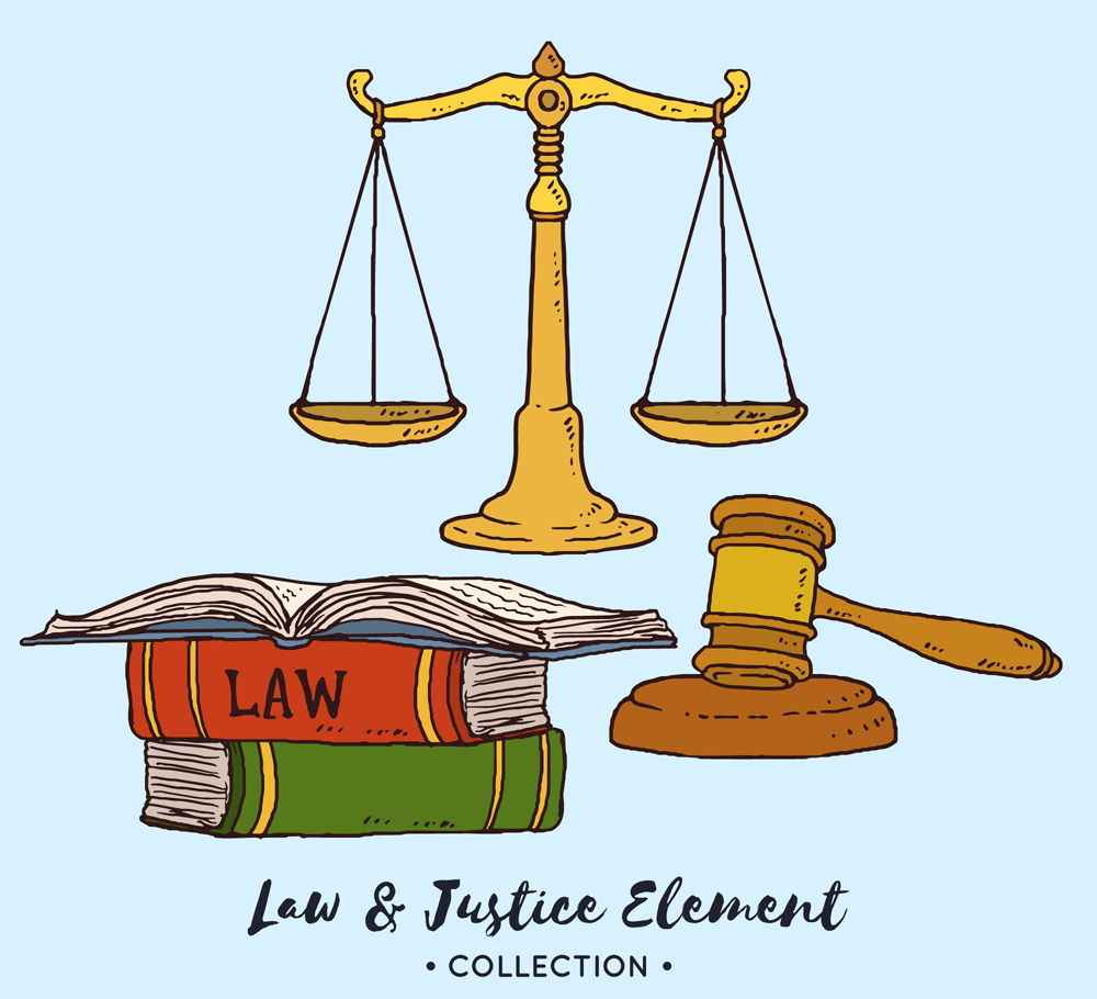 3款彩绘法律元素设计矢量素材