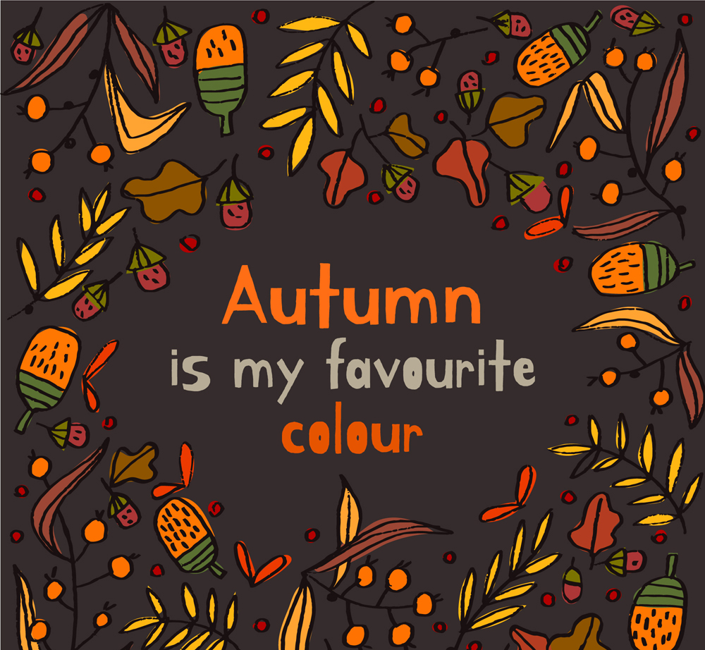 彩绘秋季元素矢量素材