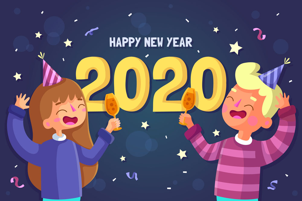 2020年庆祝新年人物矢量素材
