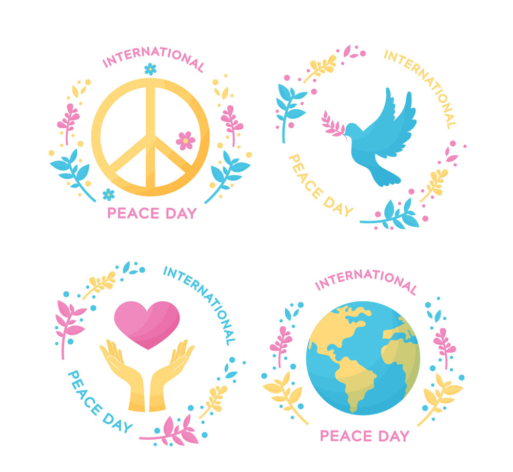 4款彩色国际和平日标签矢量素材