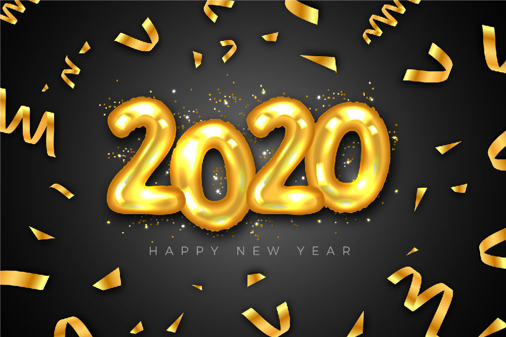 金色2020年气球艺术字矢量素材_矢量字体_懒人图库