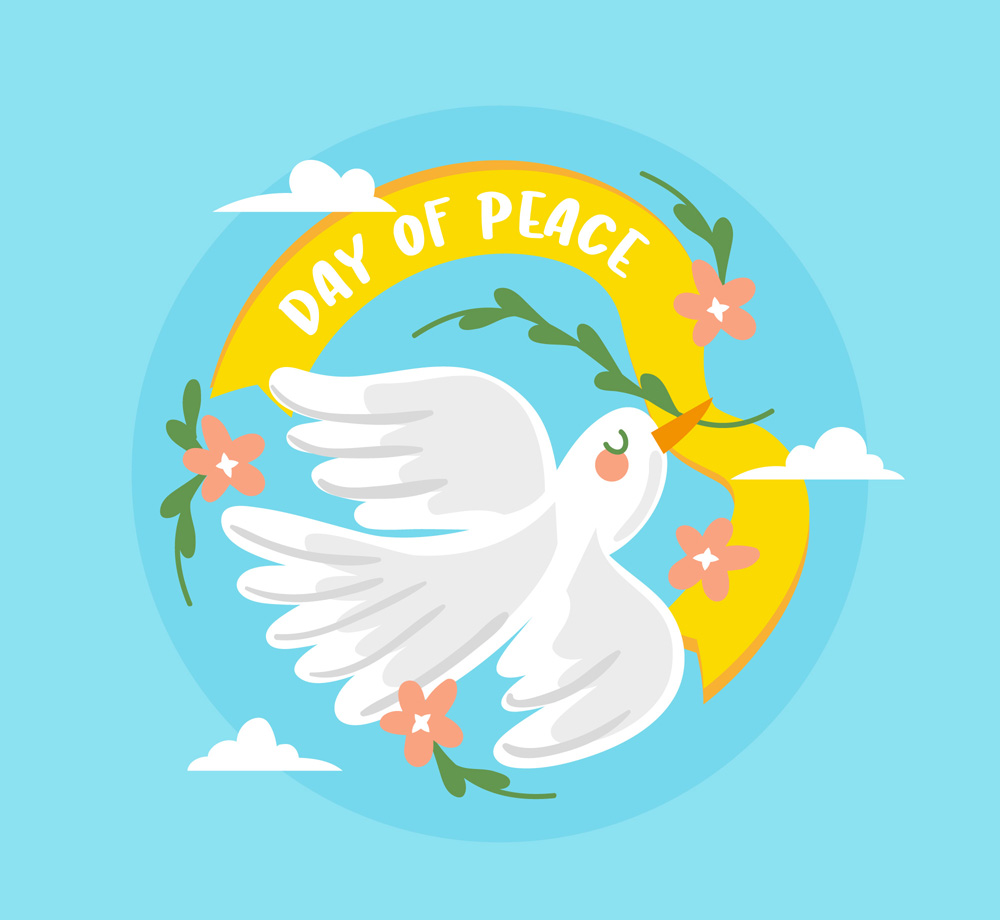 创意国际和平日白鸽条幅矢量素材