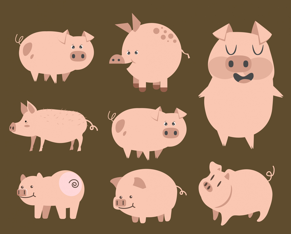 8款创意猪设计矢量素材