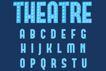 26个蓝色字母艺术字矢量图