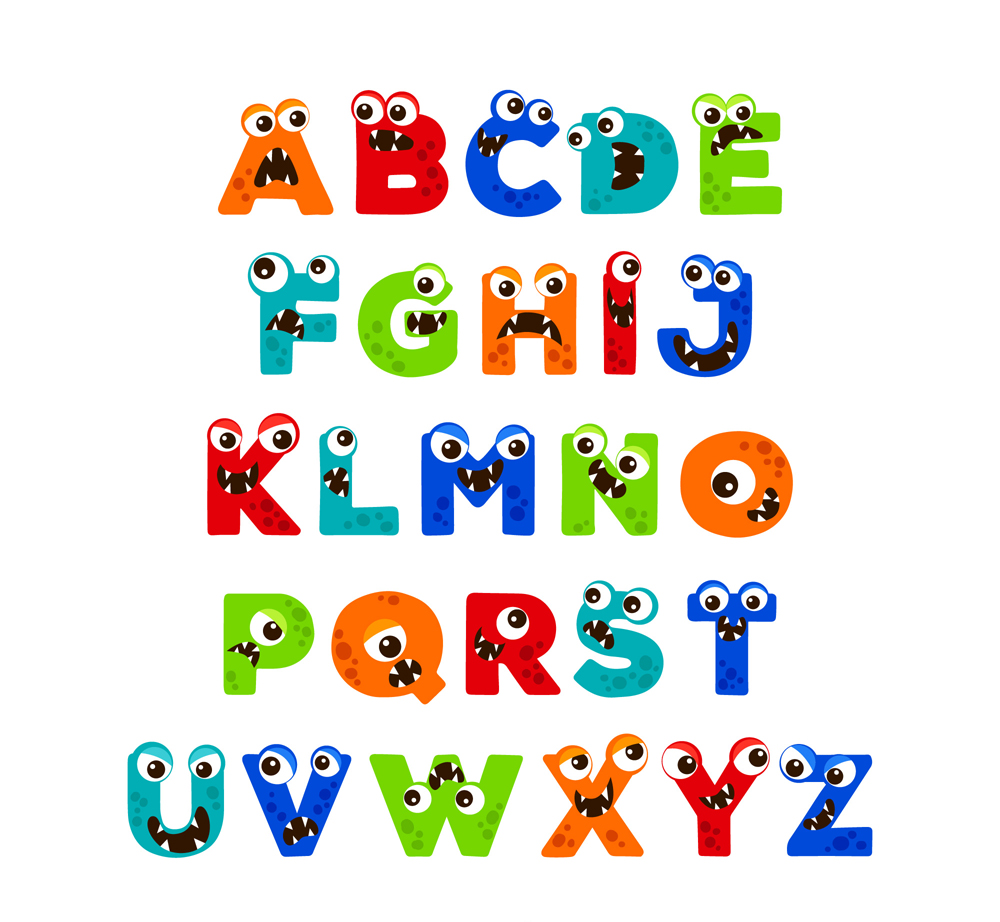 26个创意怪兽字母矢量素材