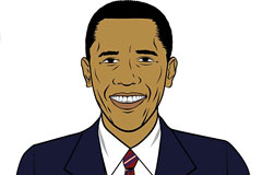 漫画风格奥巴马画像矢量素材