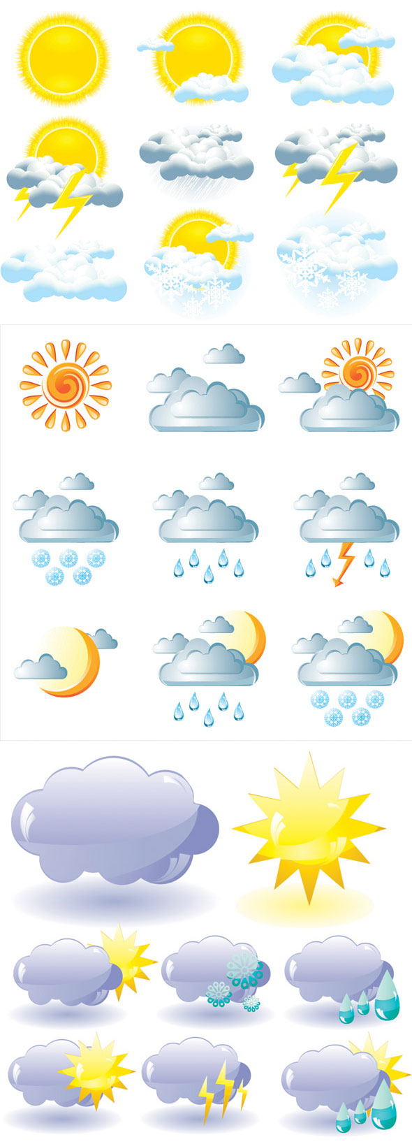 各種天氣預報圖標矢量素材