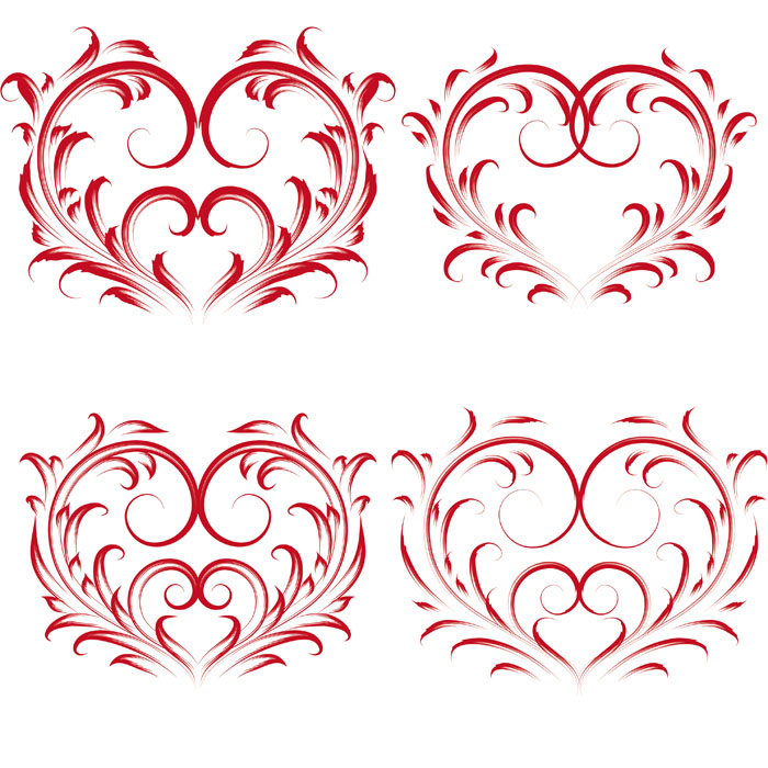eps格式,含jpg预览图,关键字:花纹,心型,浪漫,红色,线条,装饰,爱心