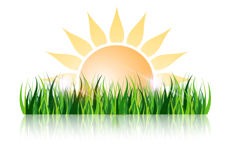 eps格式,含jpg预览图,关键字:草地,草丛,太阳,卡通,阳光,矢量图
