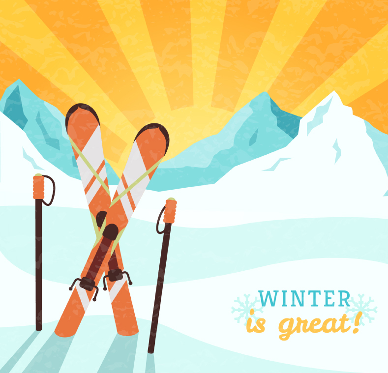 ai格式,含jpg预览图,关键字:雪山,滑雪,滑雪板,山