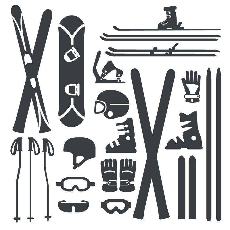 关键字:滑雪,冬季,体育,滑雪眼镜,鞋,滑雪板,雪杖,手套,头盔单板,双板