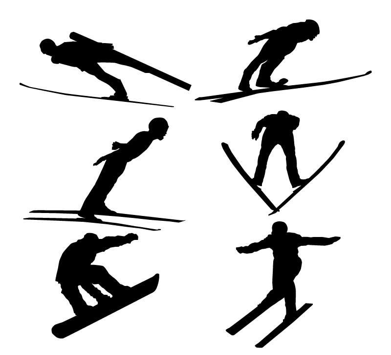 跳台滑雪插画图片