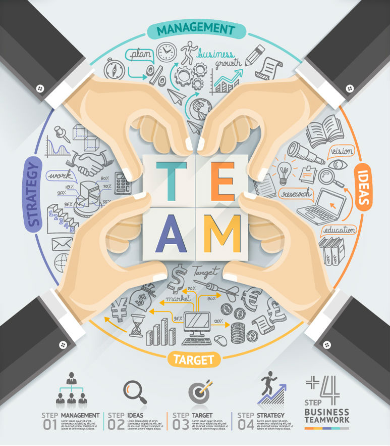 創意團隊合作商務信息圖矢量素材