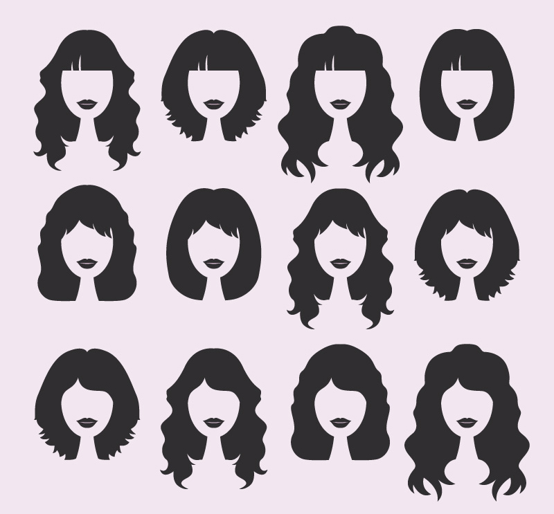 12款女子发型设计矢量素材