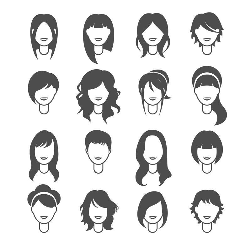 16款女子发型设计矢量图