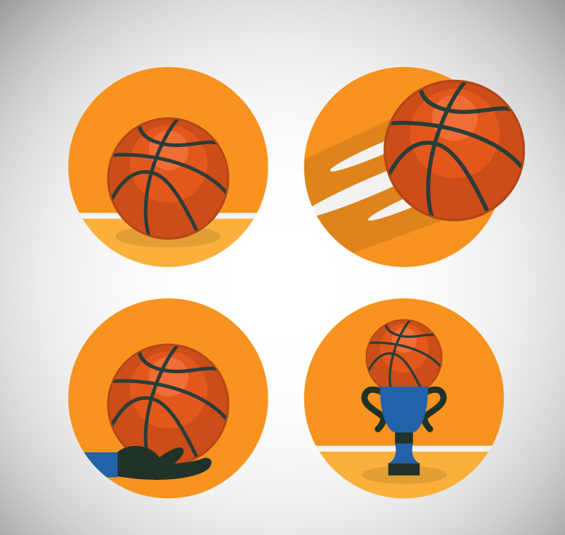 4款创意篮球图标矢量素材