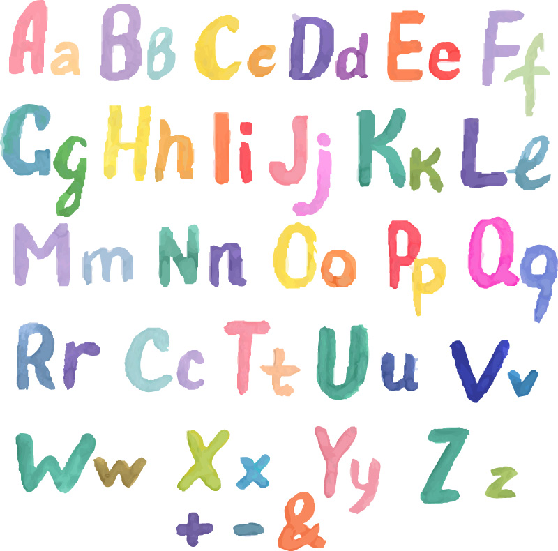 eps格式,含jpg预览图,关键字:符号,英文字母,水彩,大写字母,小写字母
