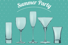 5款夏日派对玻璃杯矢量素材
