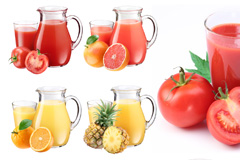 4种水果和果汁高清图片素材