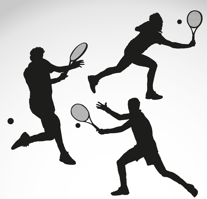 3款打网球的人物剪影矢量图