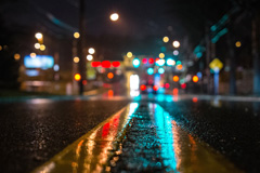 雨后夜晚的街道图片