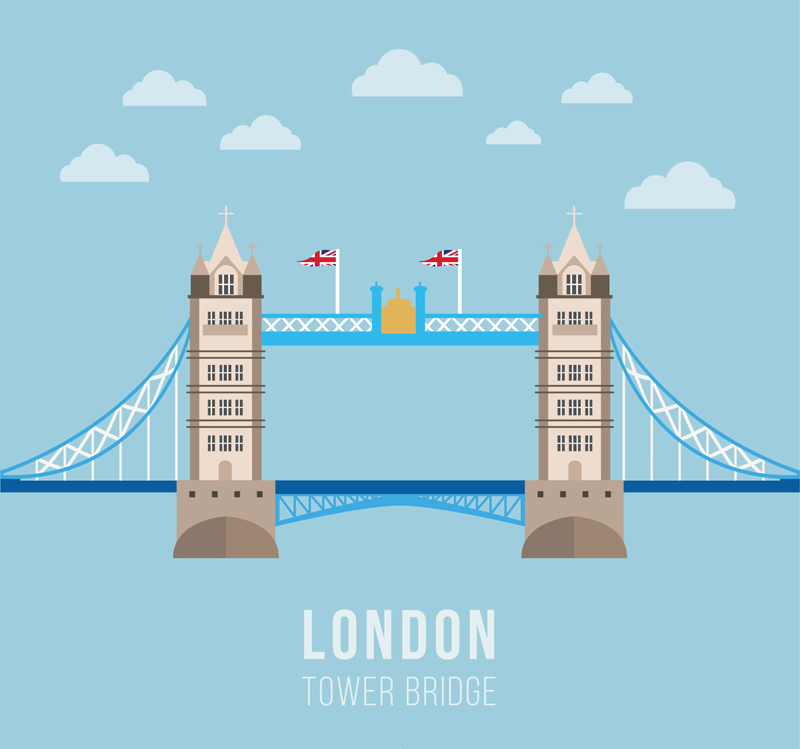 伦敦塔桥的简笔画颜色图片